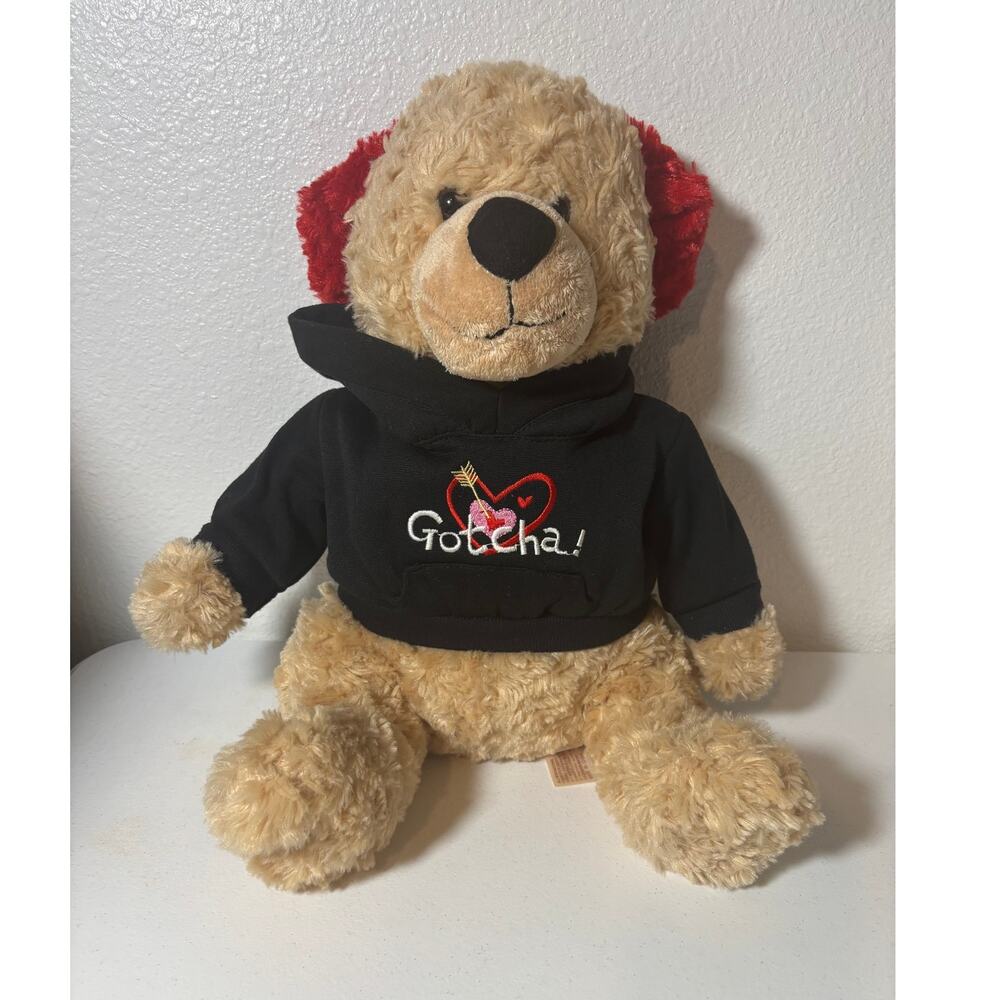 DanDee Collector's Choice Tan Puppy Dog Plush Red Ears Valentines Gotcha Sweater
